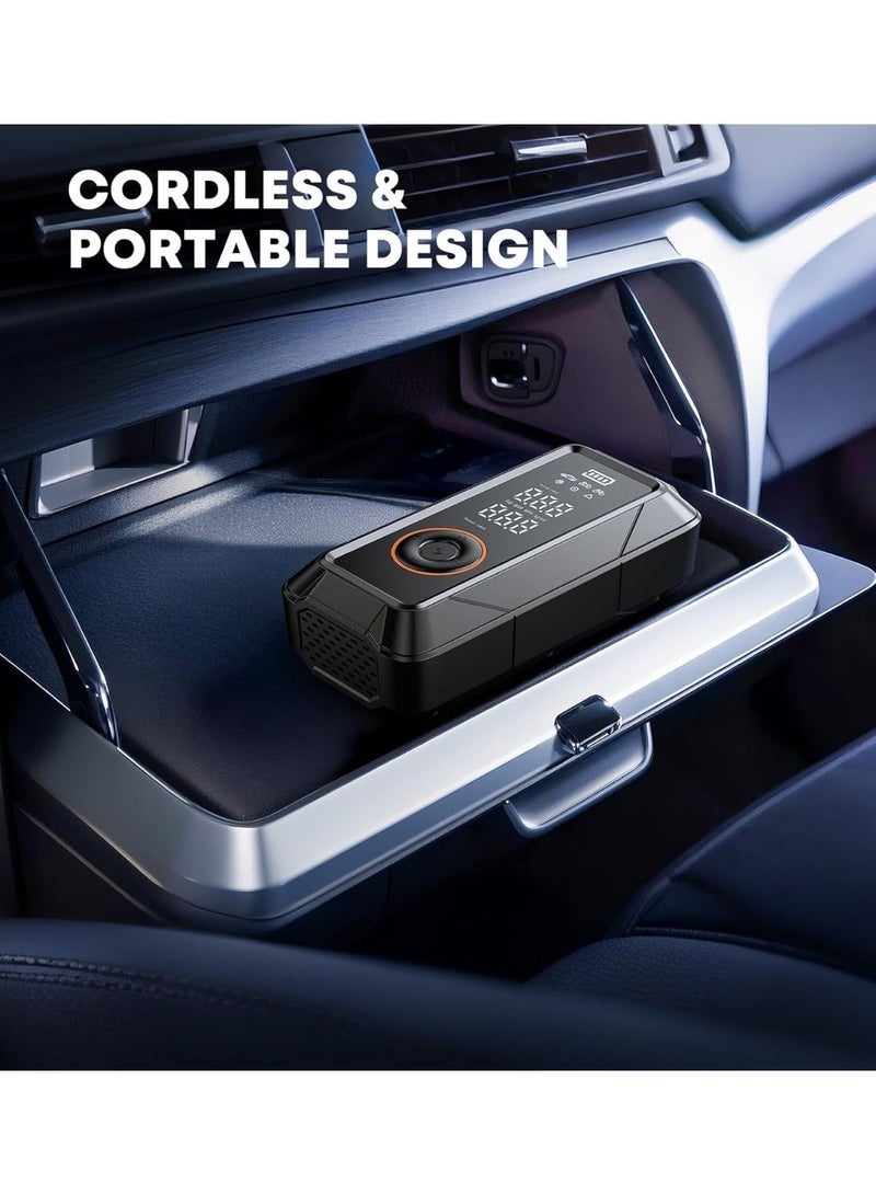 مستلزمات الطوارئ للرحلات بالسيارة في رمضان | مضخة نفخ إطارات لاسلكية 12 فولت DC، مقياس ضغط رقمي مع إيقاف تلقائي، ضاغط هواء LCD مصغر للسيارات/الدراجات/الدراجات النارية/الألعاب الرياضية، مضخة طوارئ للمنزل والسياحة - Image 3